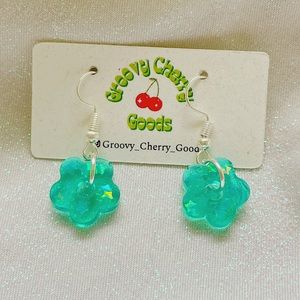 Small teal flower earrings
